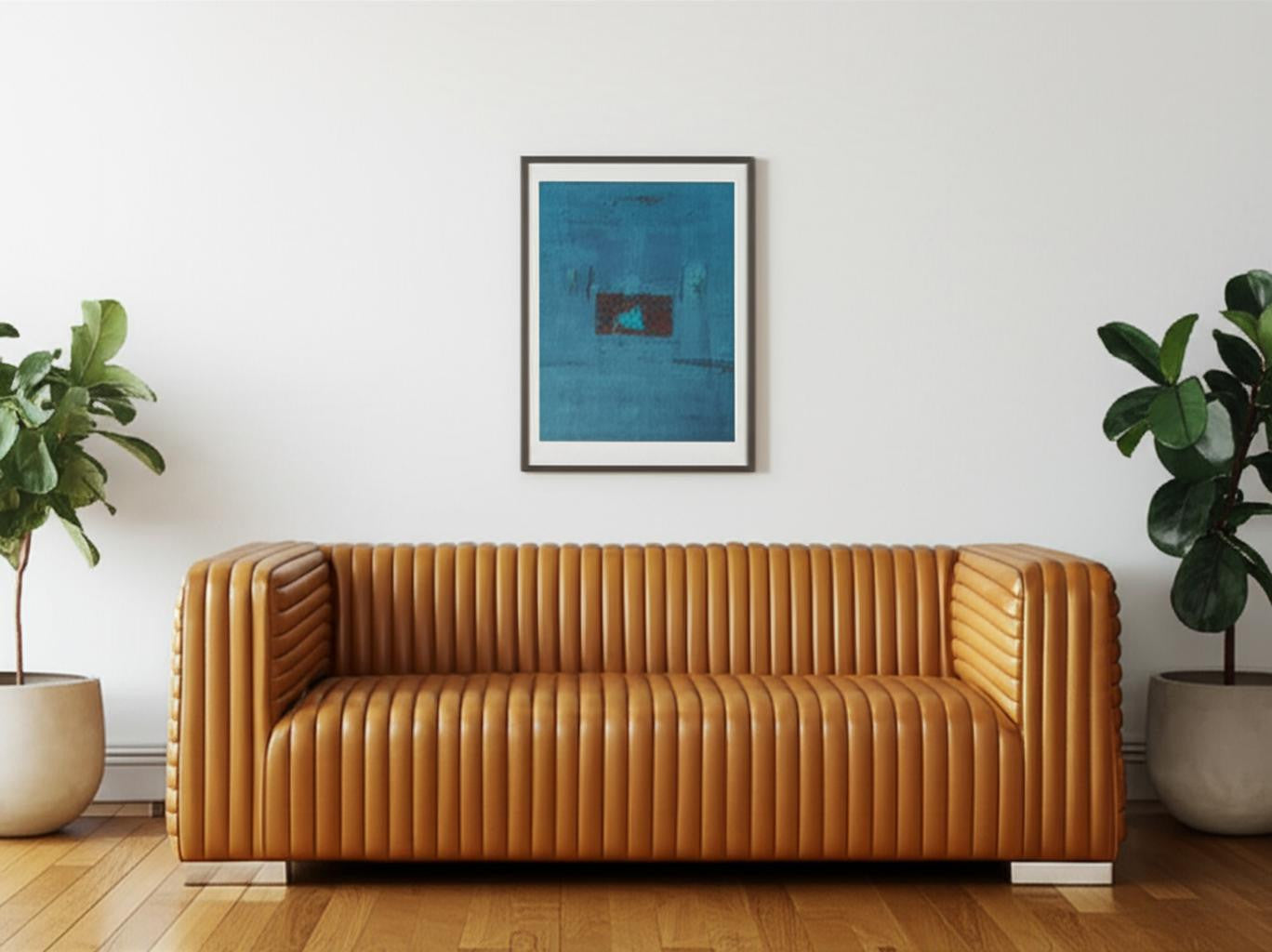82" Leather Wrapped Deco Tuxedo Sofa