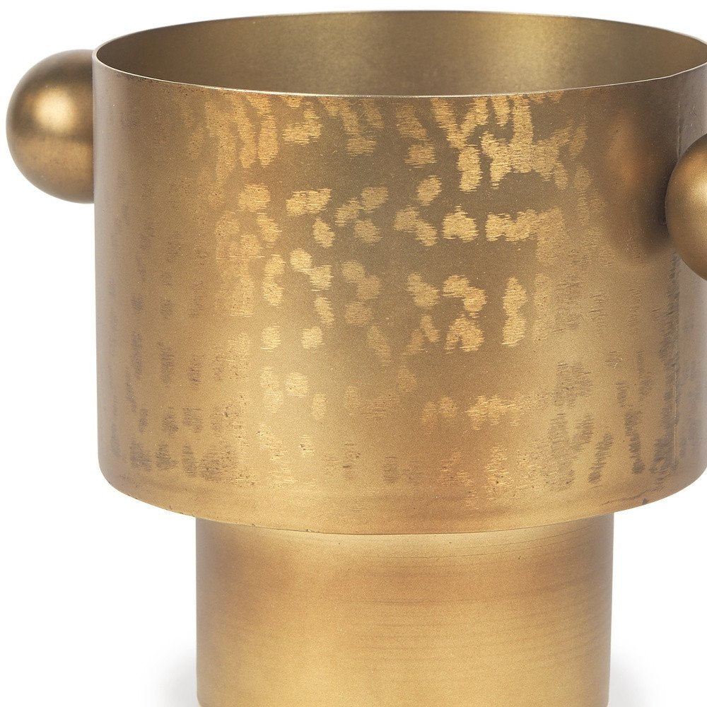 8" Gold Cast Iron Round Table Vase