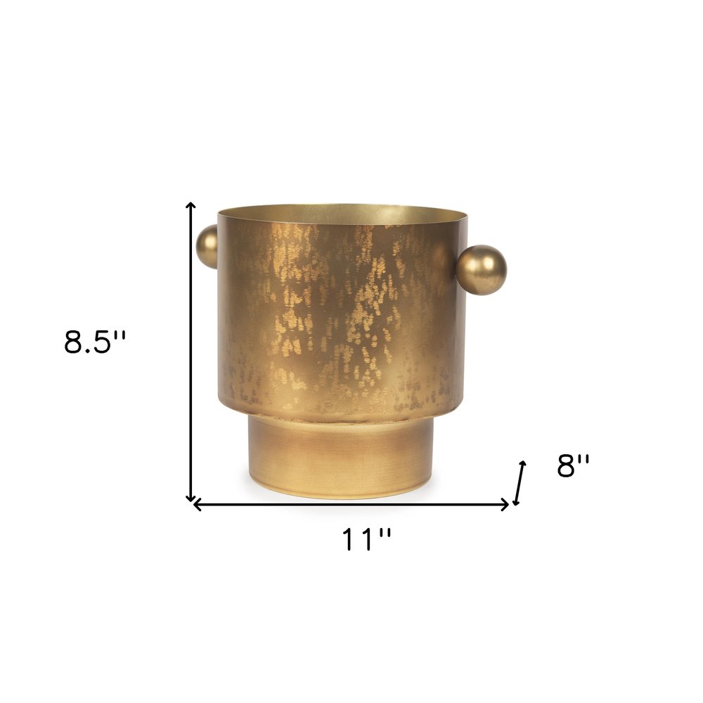 11" Gold Cast Iron Round Table Vase