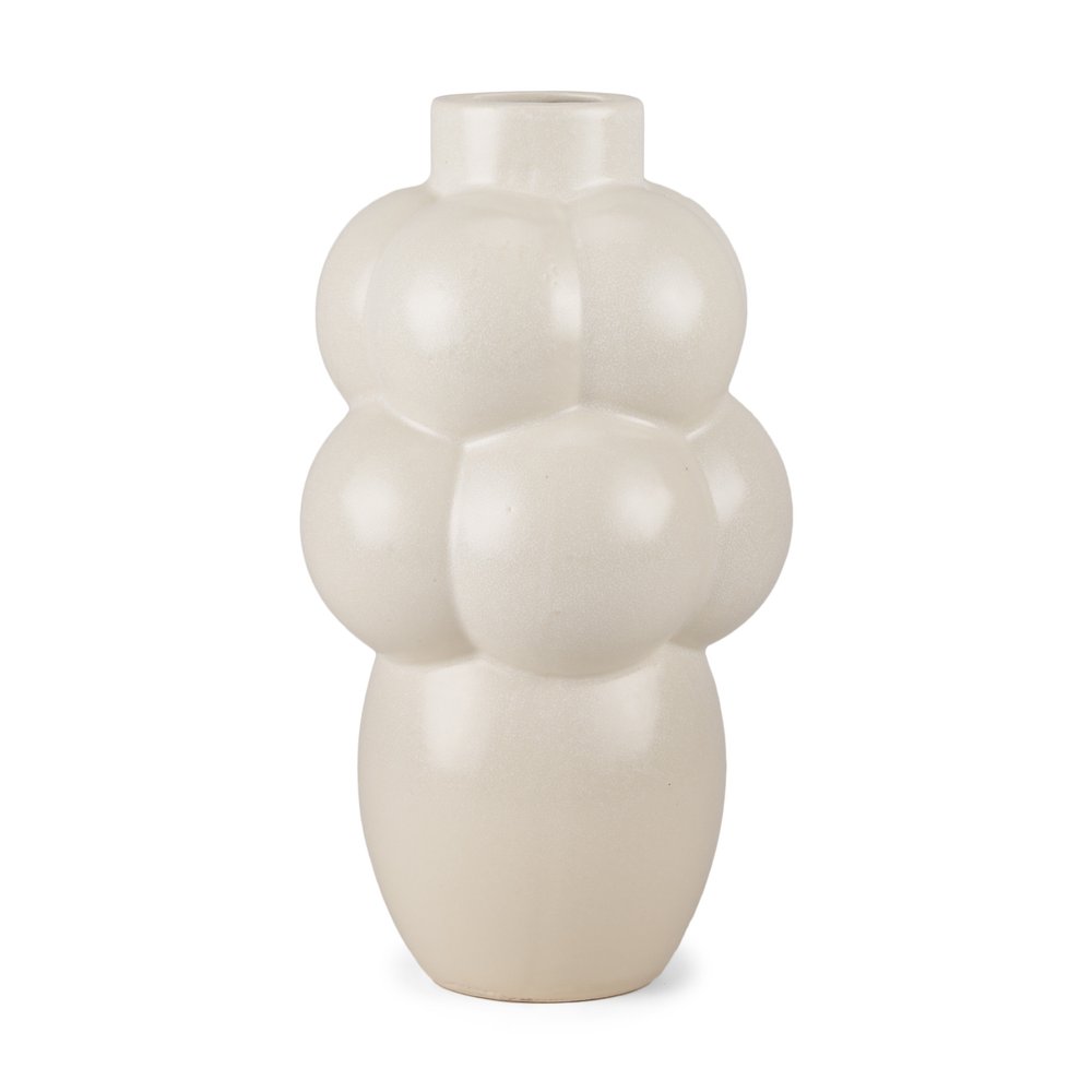 14" Cream Modern Bubble Vase