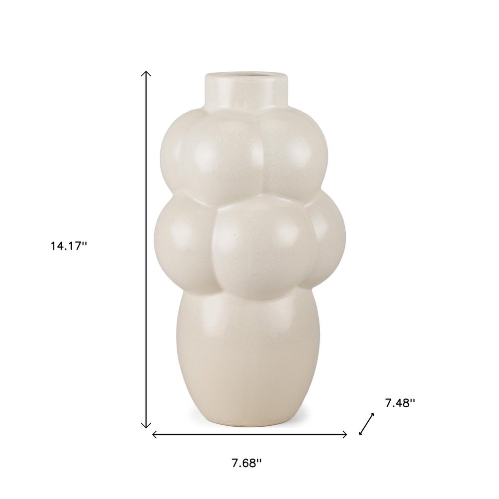 14" Cream Modern Bubble Vase