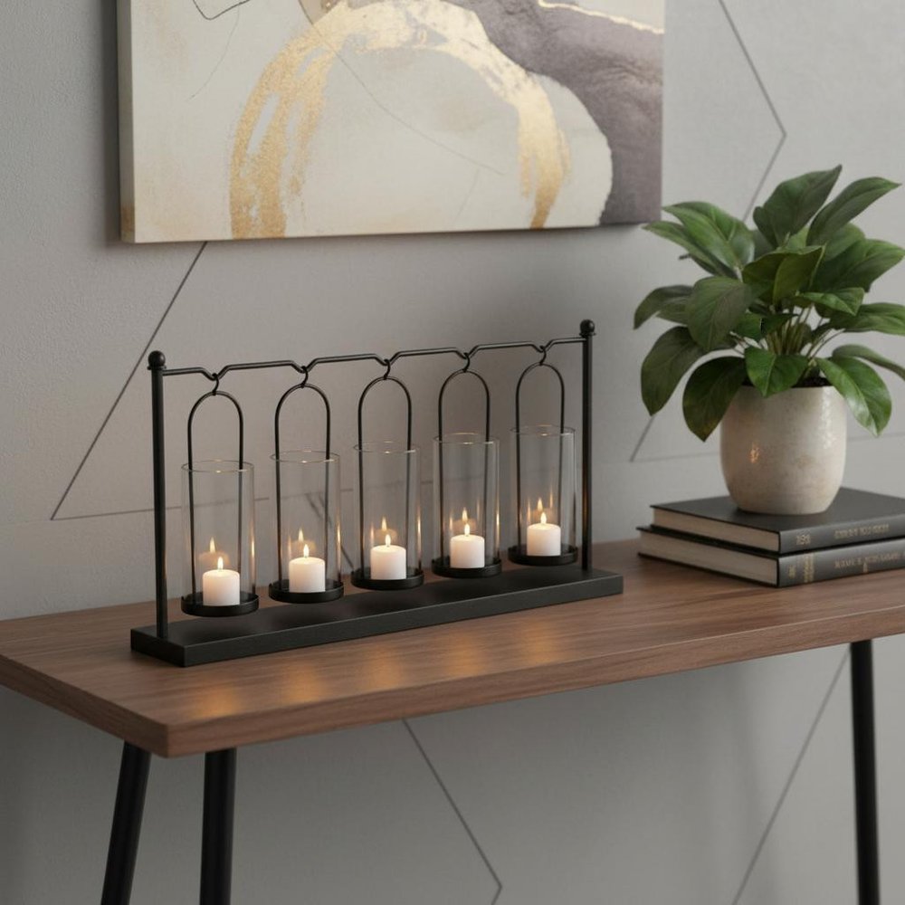 24" Black 5-Candle Votive Candle Holder