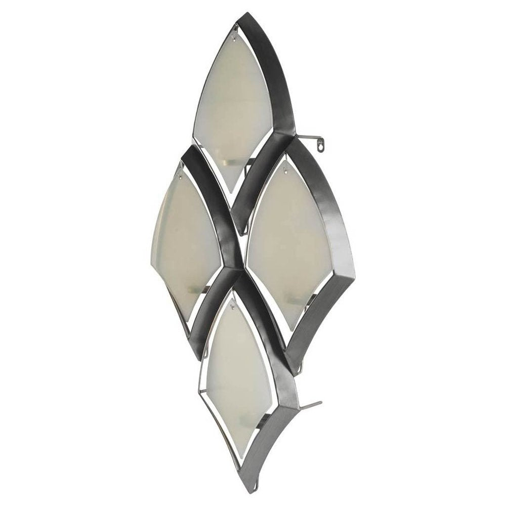 36" Silver and Gray Diamond Metal Wall Sconce Candle Holder