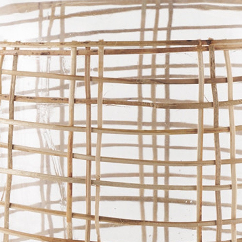 20" Glass and Rattan Bottle Floor Vase