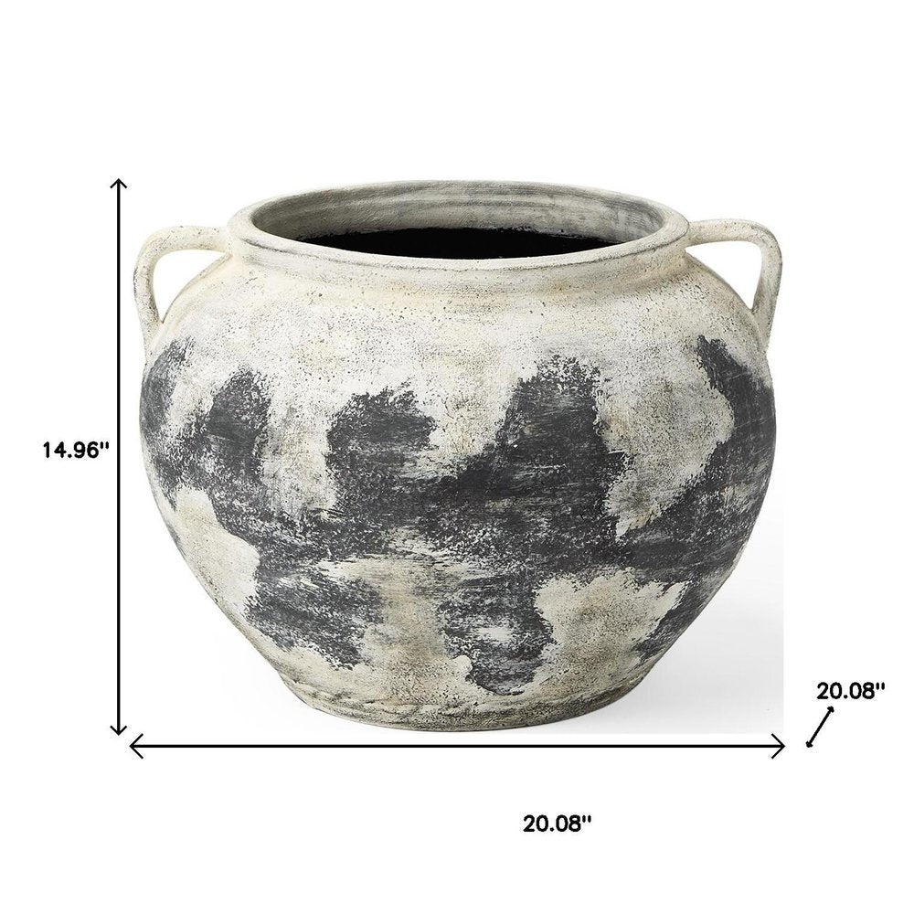 14" Black and White Ombre Amphora Floor Vase