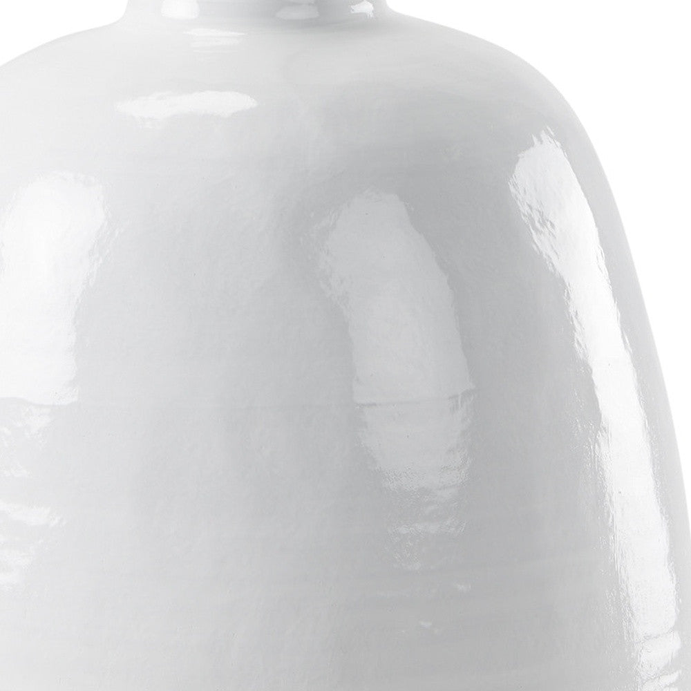32" White and Beige Ceramic Round Floor Vase
