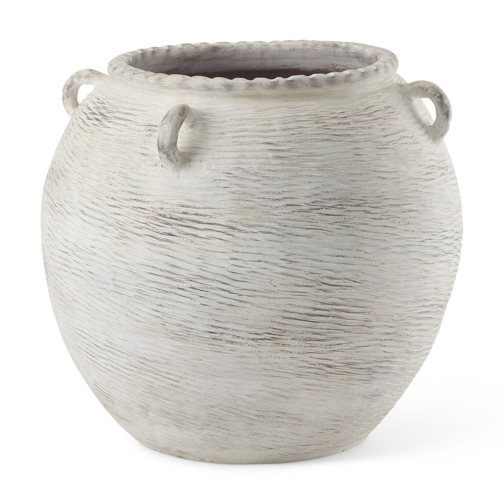 25" Cream Amphora Ceramic Floor Vase