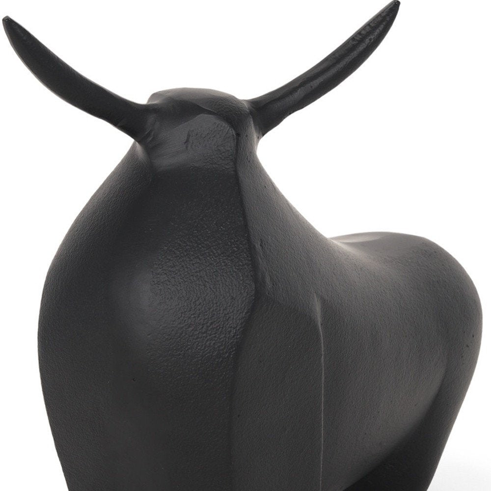 11" Black Aluminum Bull Sculpture
