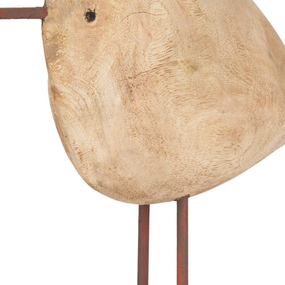 11" Brown Wood Modern Bird Sculpture