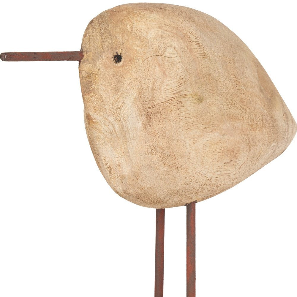 11" Brown Wood Modern Bird Sculpture