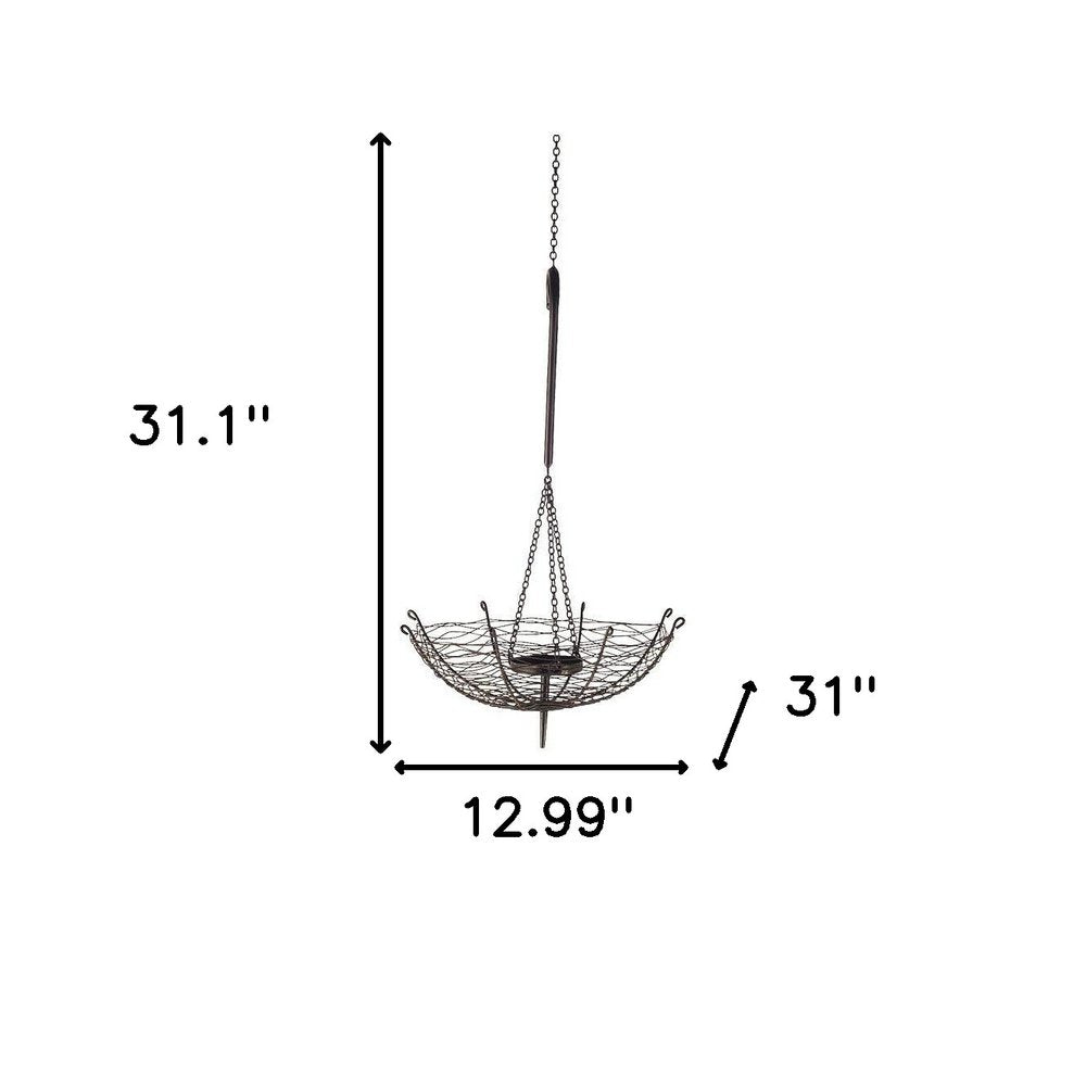 31" Black Distressed Woven Metal Candle Holder