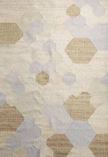 Ivory, Brown ,and Gray Patchwork Hand Woven Cotton Rug