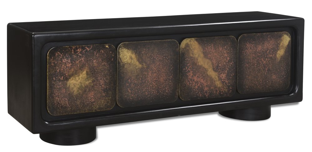 75" Black Rub Finished Art Deco Sideboard