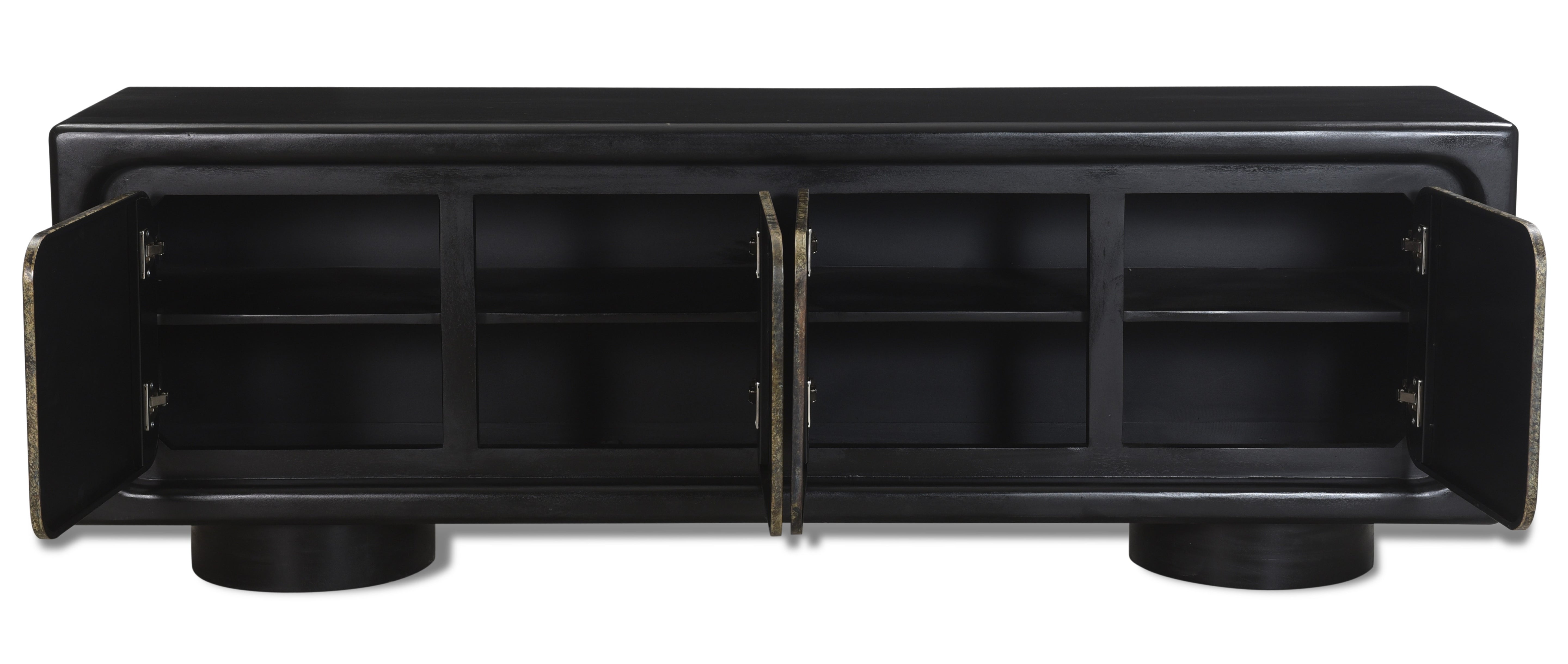 75" Black Rub Finished Art Deco Sideboard