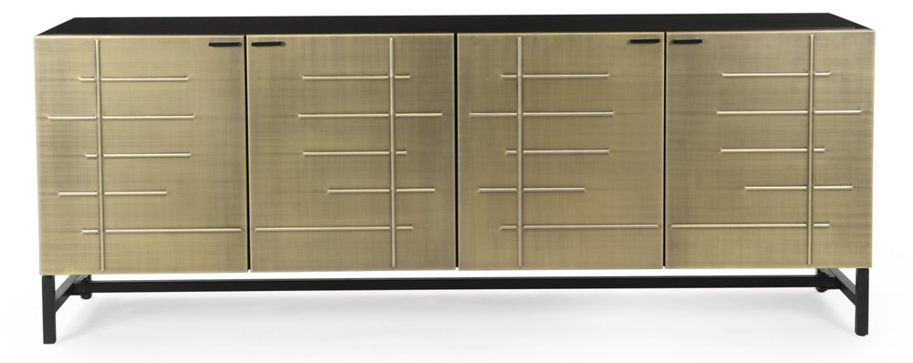 72" Gold Iron Ribbed Texture Sideboard