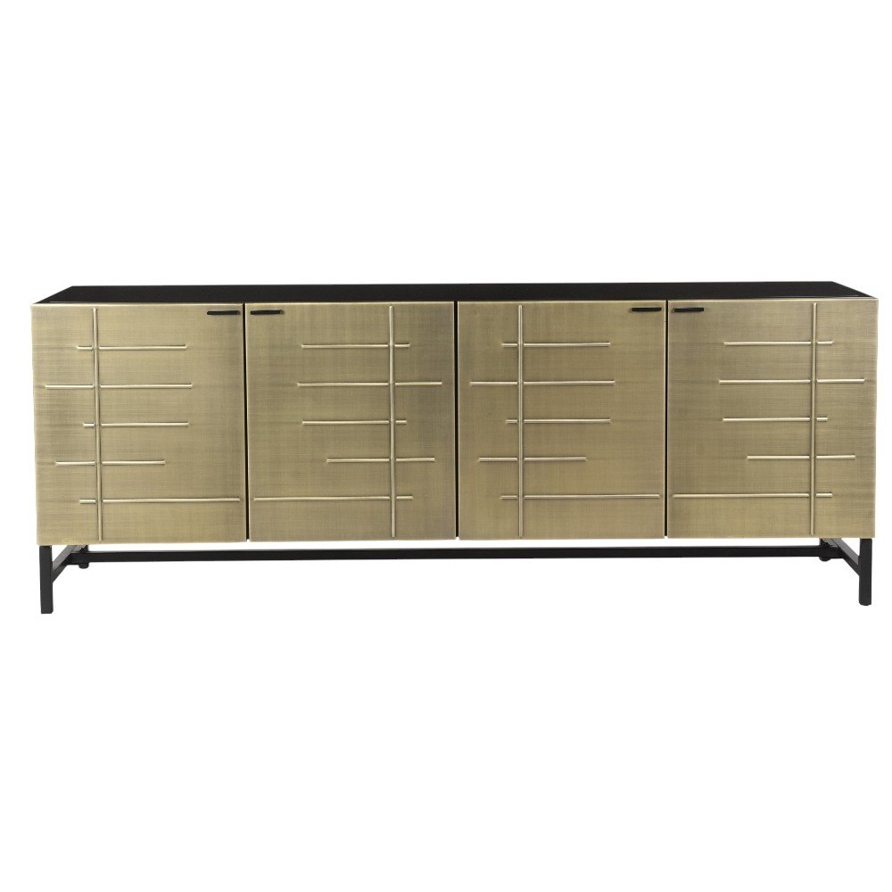 72" Gold Iron Ribbed Texture Sideboard