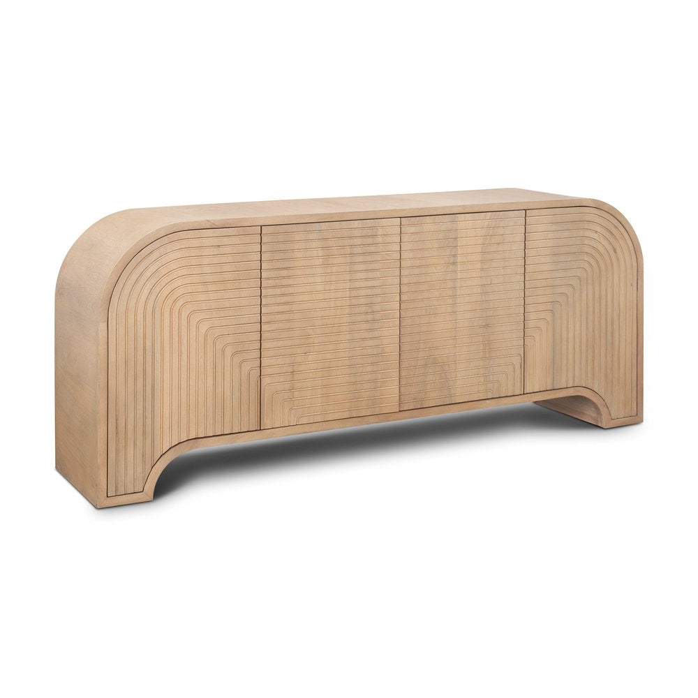 72" Light Brown Carved Arch Wood Sideboard