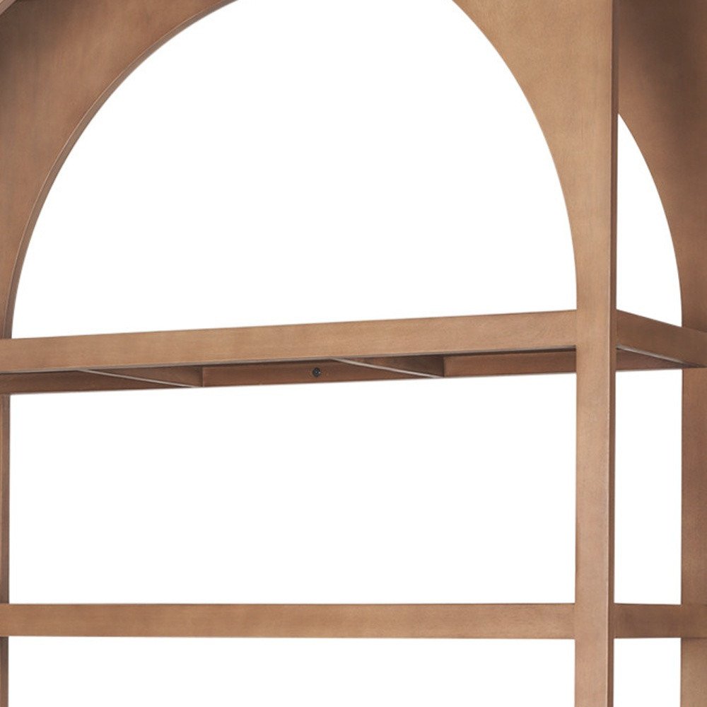 47" Brown Arched Wood Five Tier Bookcase