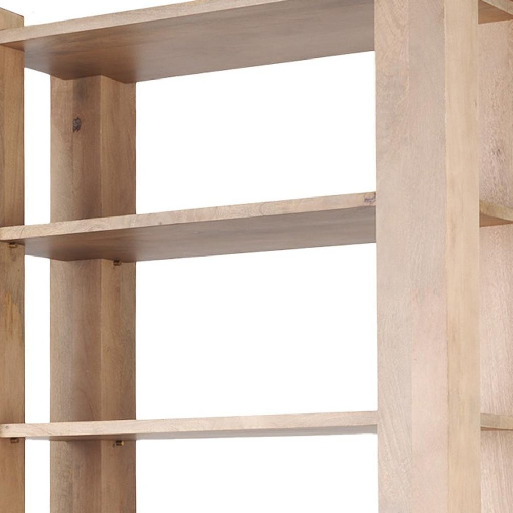42" Natural Wood 4 Tier Bookcase with Storage