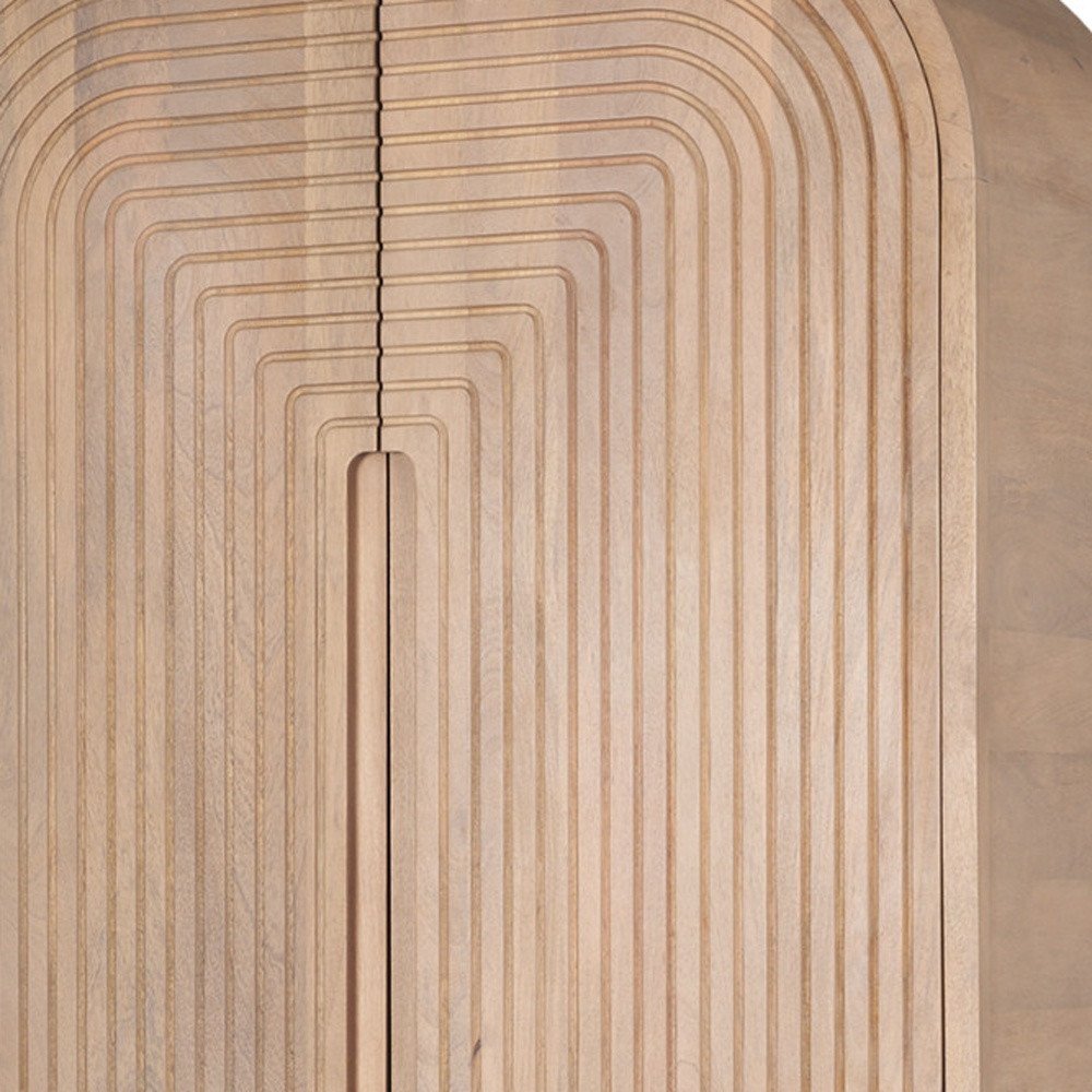 72" Natural Wood Arch Cabinet with 4 Doors