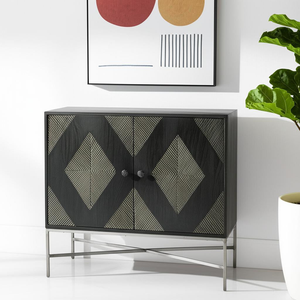 34" Brown Deco Cabinet