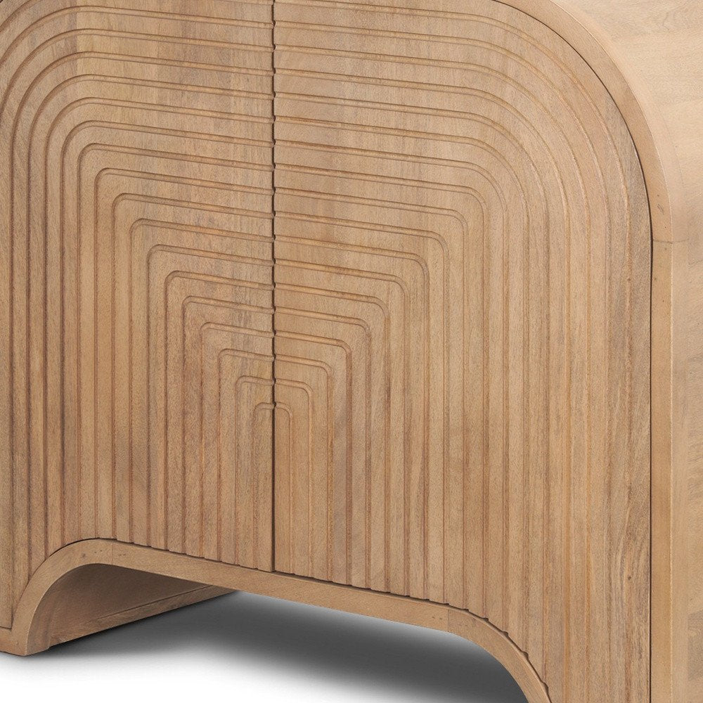 40" Arch Carved Wood Cabinet