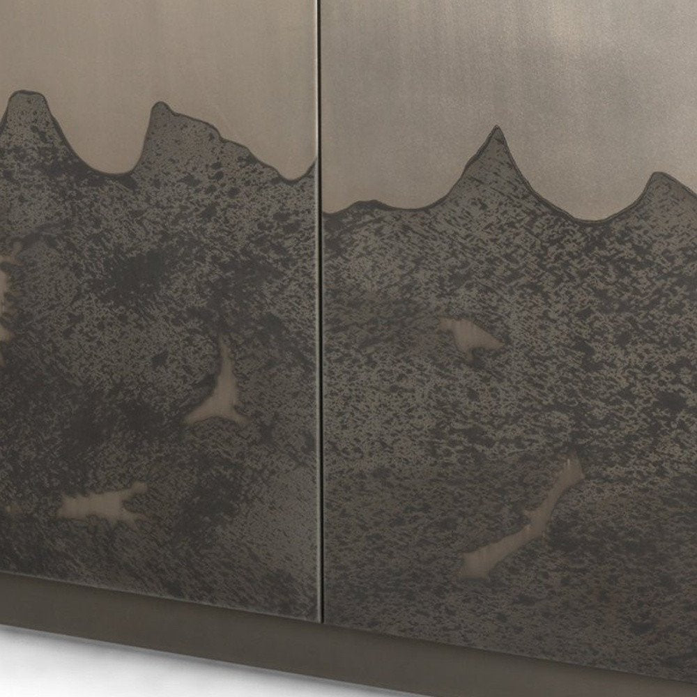 30" Gray Distressed Metal Two Door Cabinet