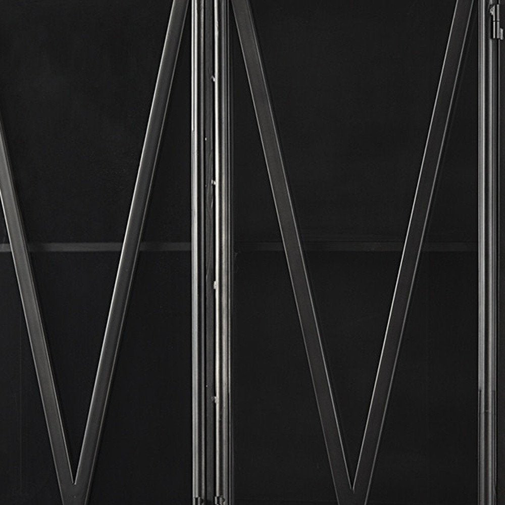 74" Black Metal Display Cabinet