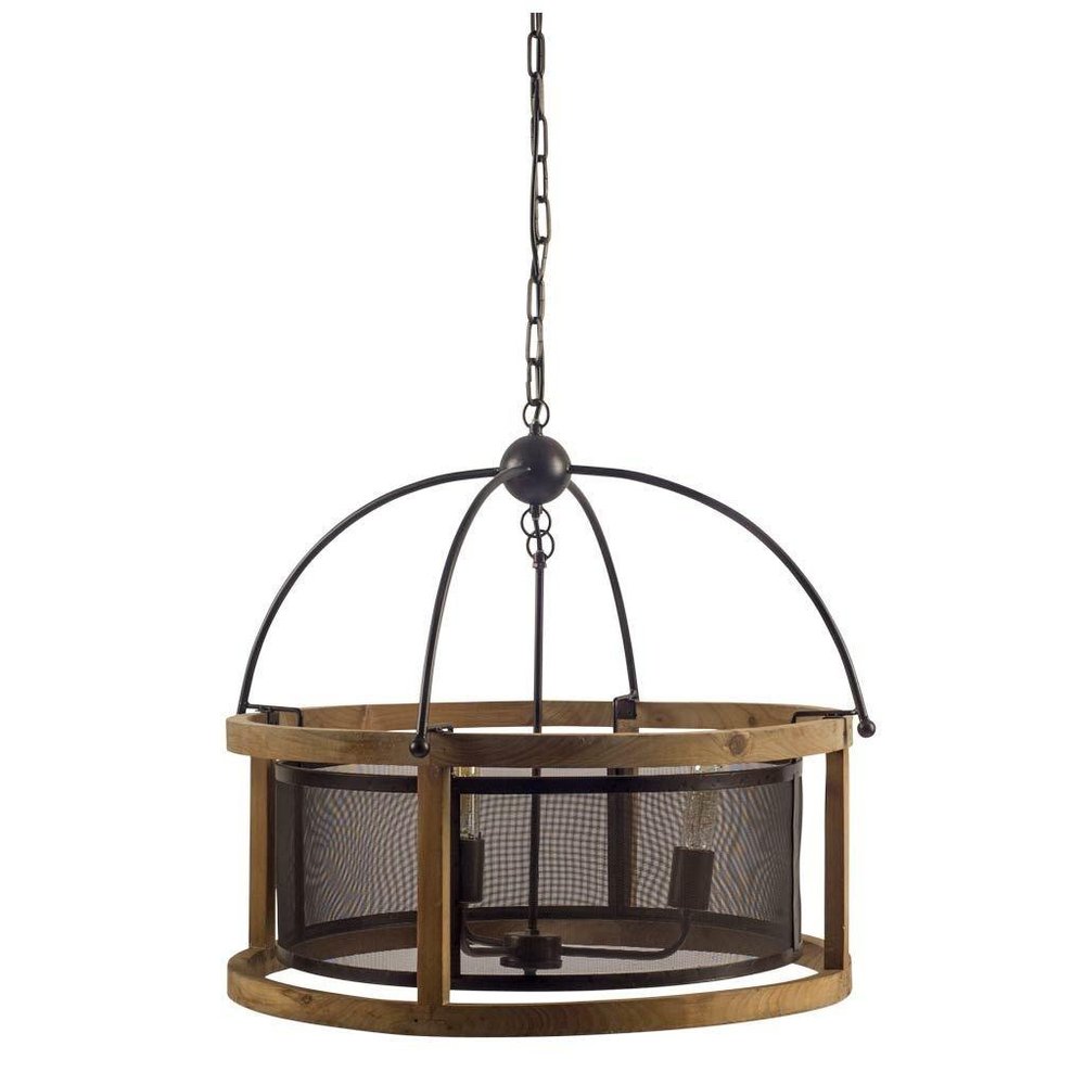 25" Black Round Cage Chandelier