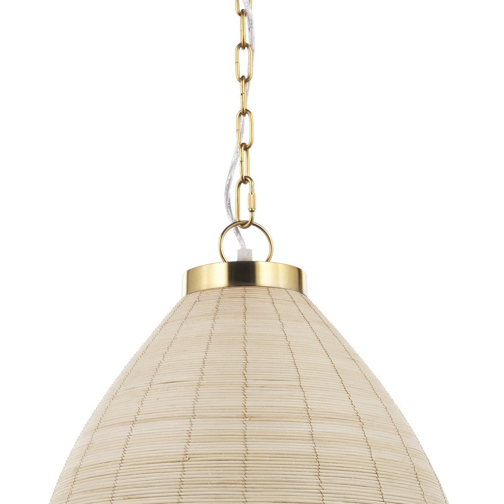 18" Brown Rattan Cone Shade Pendant Lamp