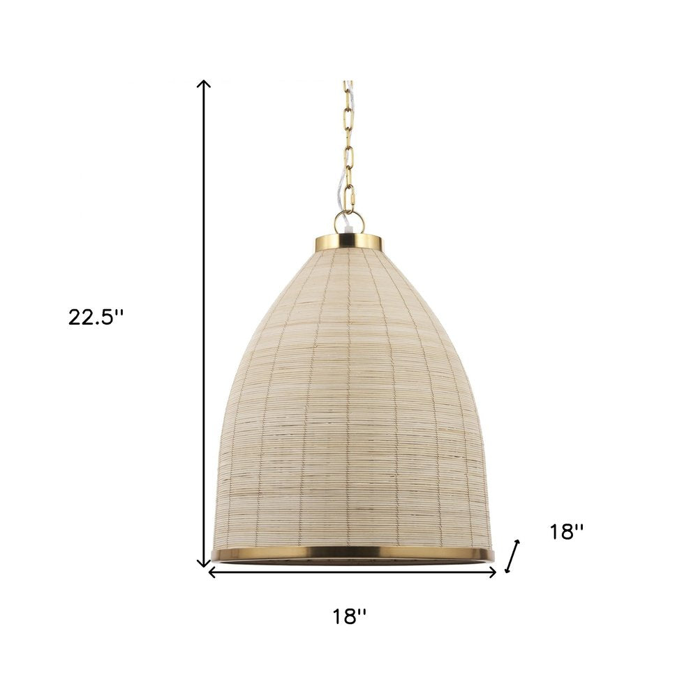 18" Brown Rattan Cone Shade Pendant Lamp
