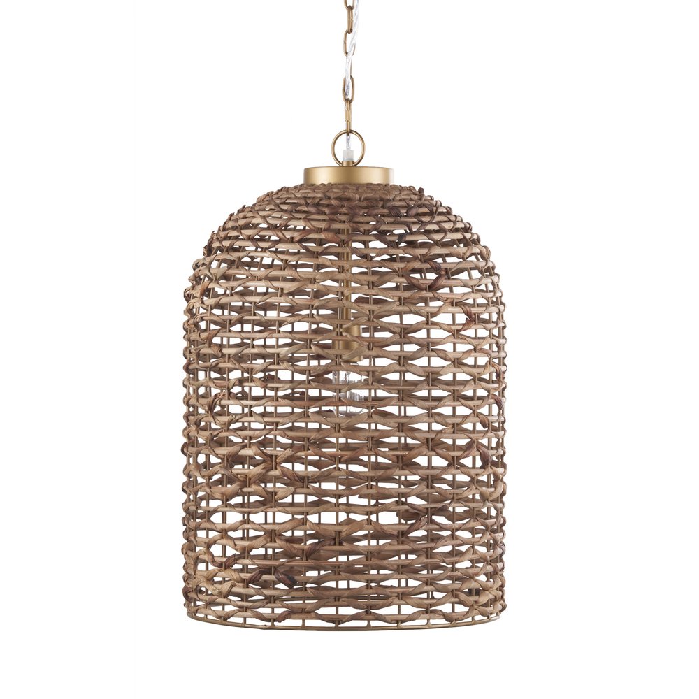 18" Brown Rattan Shade Pendant Light