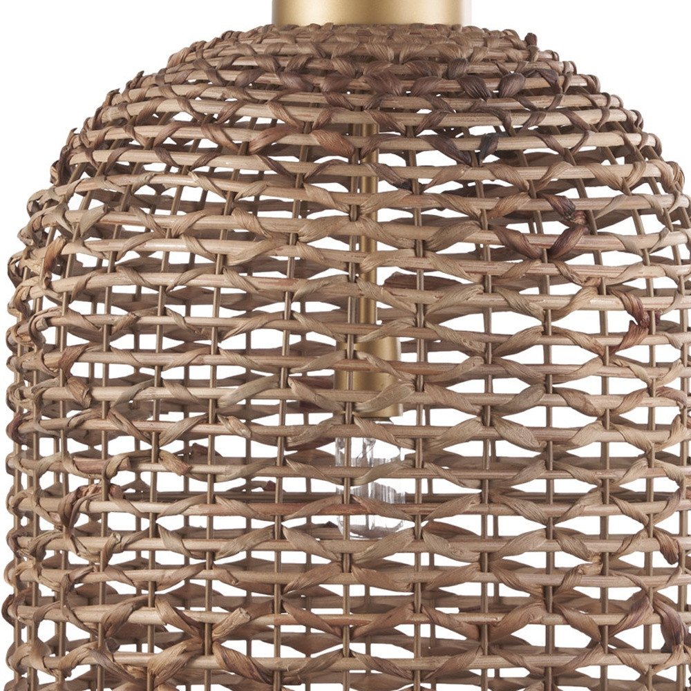 18" Brown Rattan Shade Pendant Light