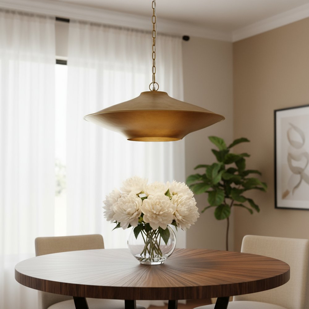 24" Gold Saucer Pendant Light
