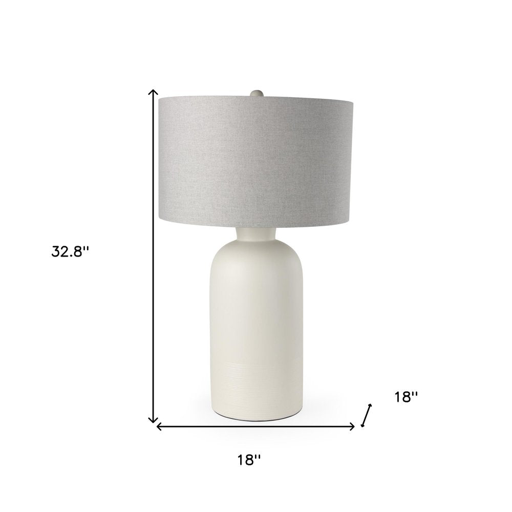 33" Cream Ceramic Round Table Lamp