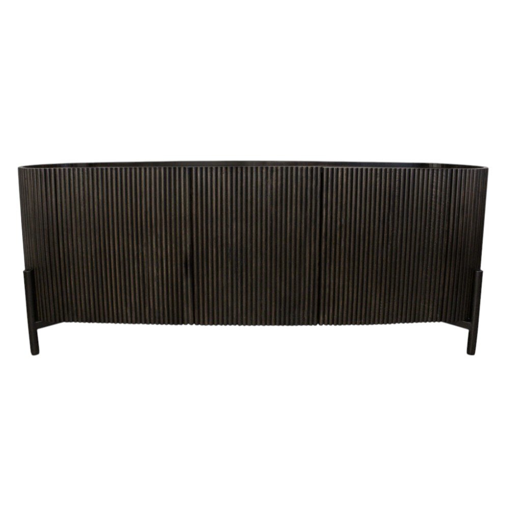 80" Brown Oval Fluted Wood Sideboard