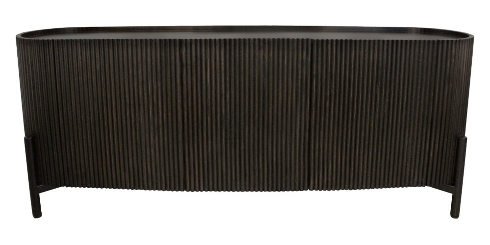 80" Brown Oval Fluted Wood Sideboard