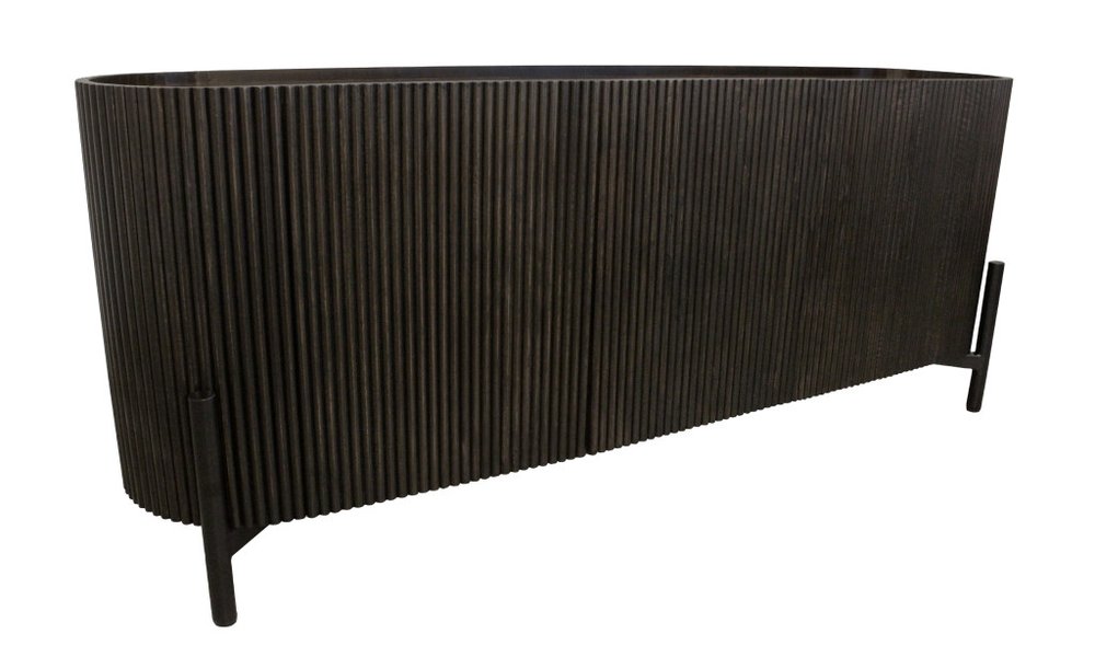 80" Brown Oval Fluted Wood Sideboard