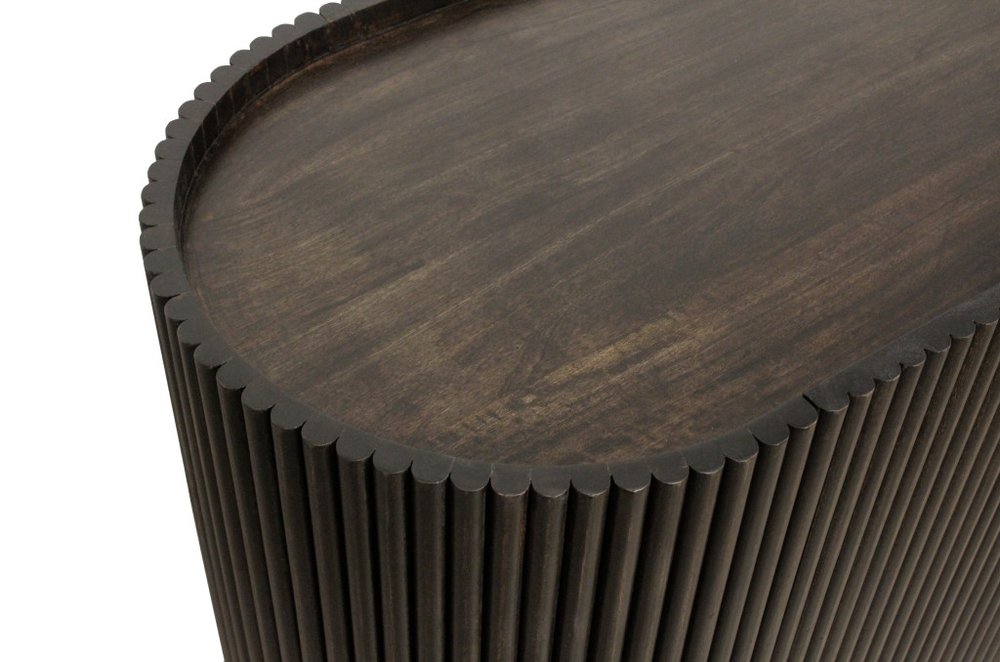 80" Brown Oval Fluted Wood Sideboard