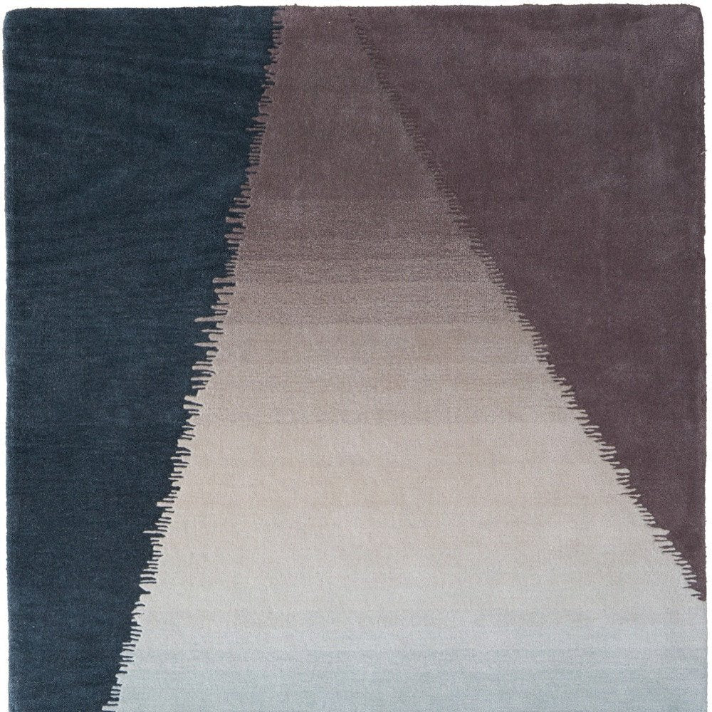 Taupe, Blue and Tan Hand Tufted Stitch Rug