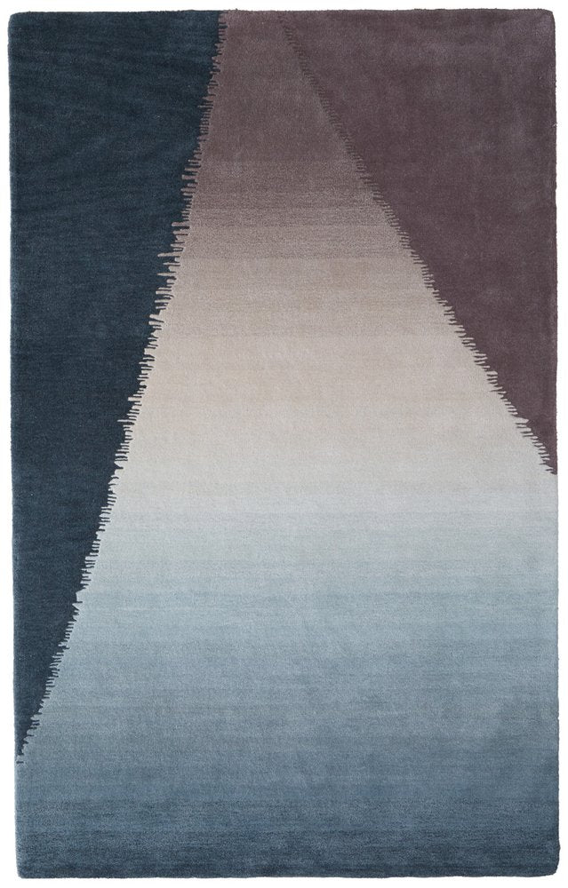 Taupe, Blue and Tan Hand Tufted Stitch Rug