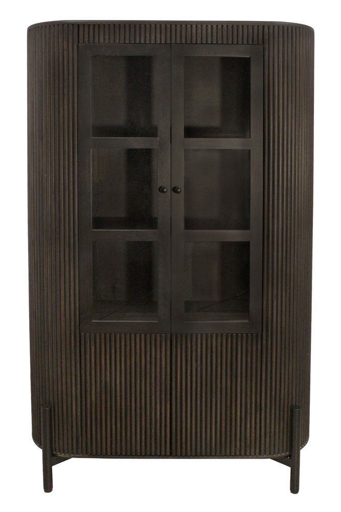 48" Dark Brown Fluted Wood Cabinet