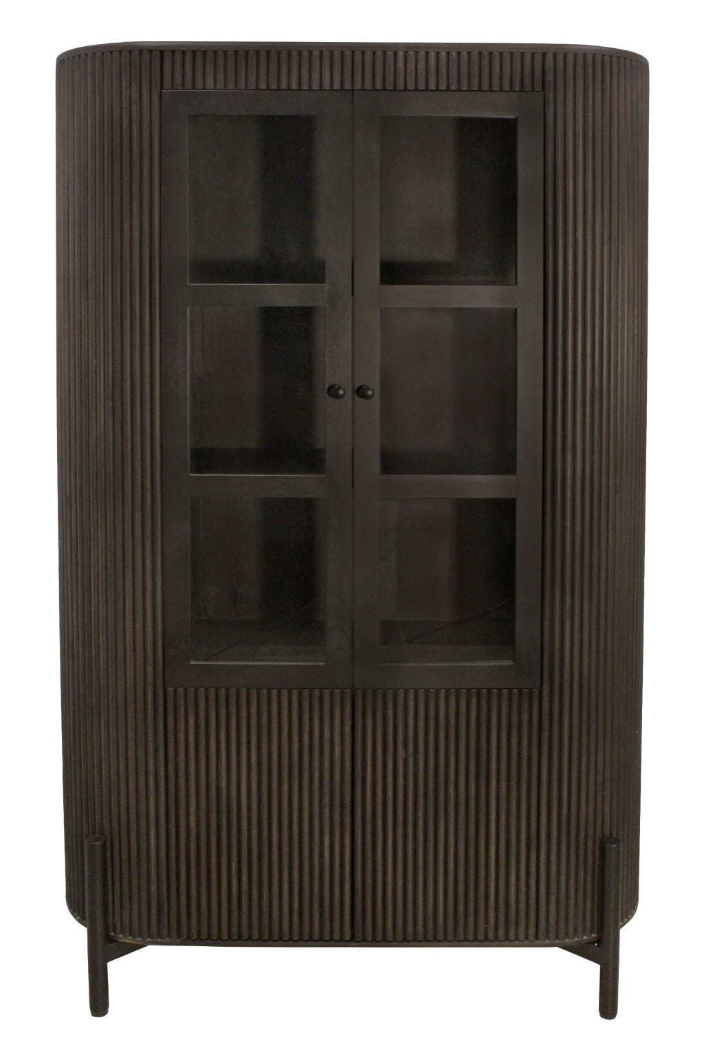 48" Dark Brown Fluted Wood Cabinet