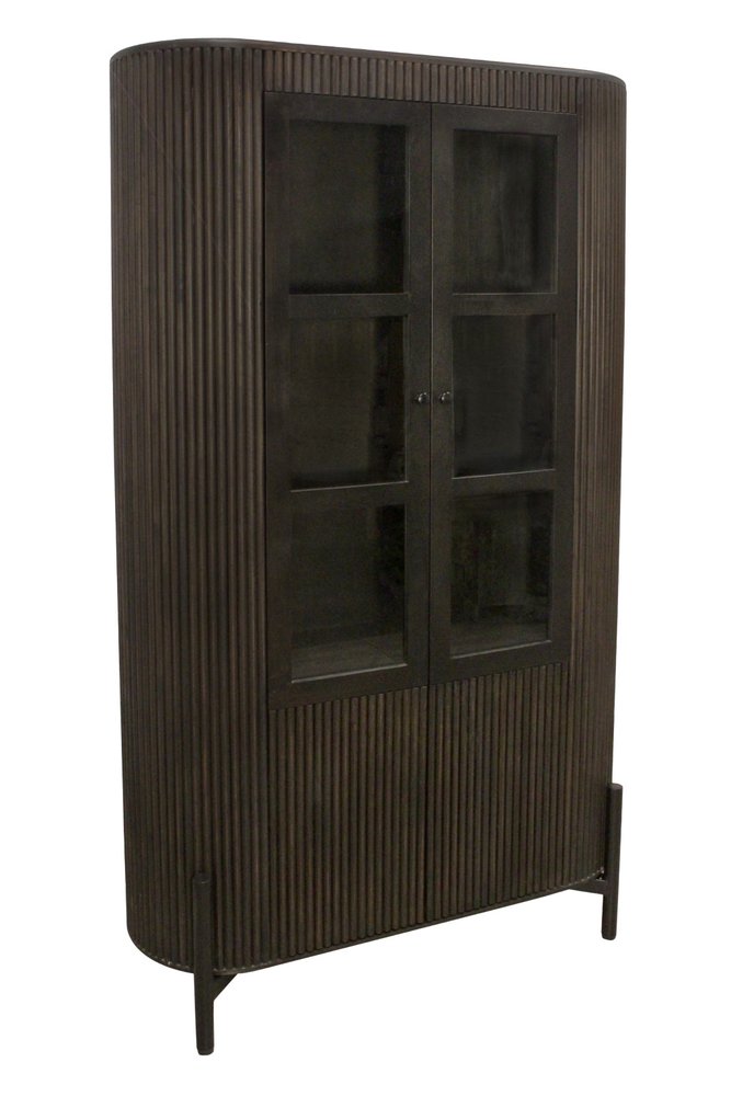 48" Dark Brown Fluted Wood Cabinet