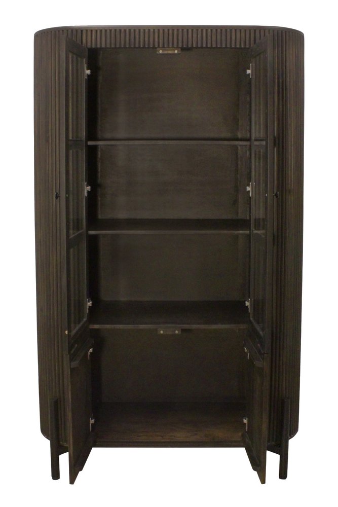 48" Dark Brown Fluted Wood Cabinet