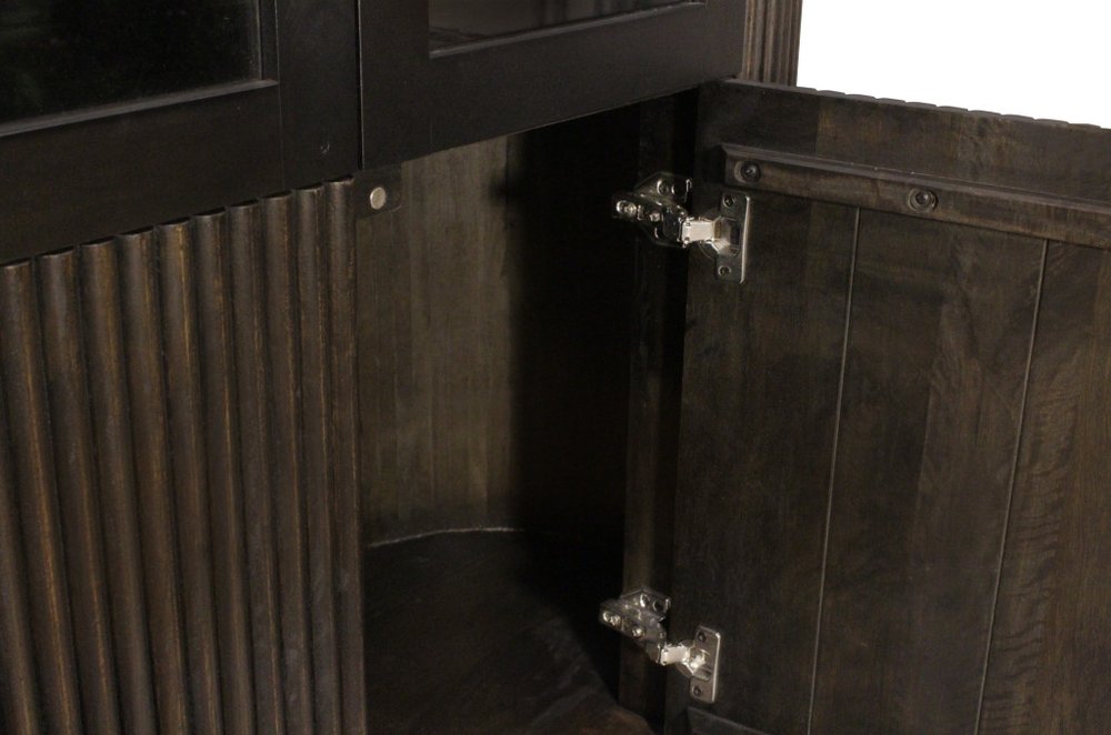 48" Dark Brown Fluted Wood Cabinet