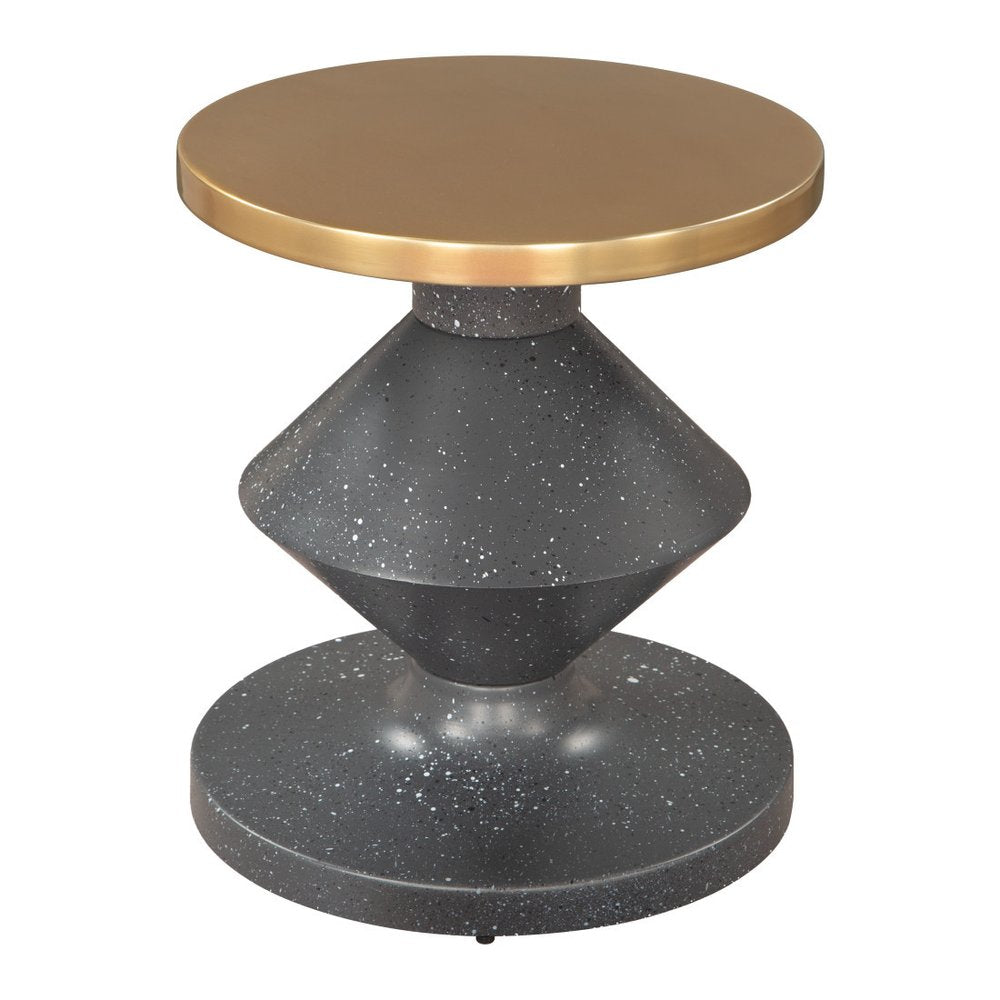 21" Gray and Gold Deco Pedestal End Table