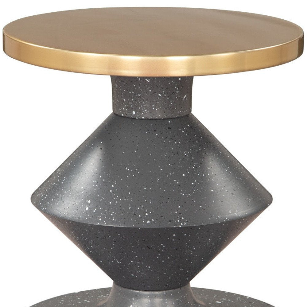 21" Gray and Gold Deco Pedestal End Table