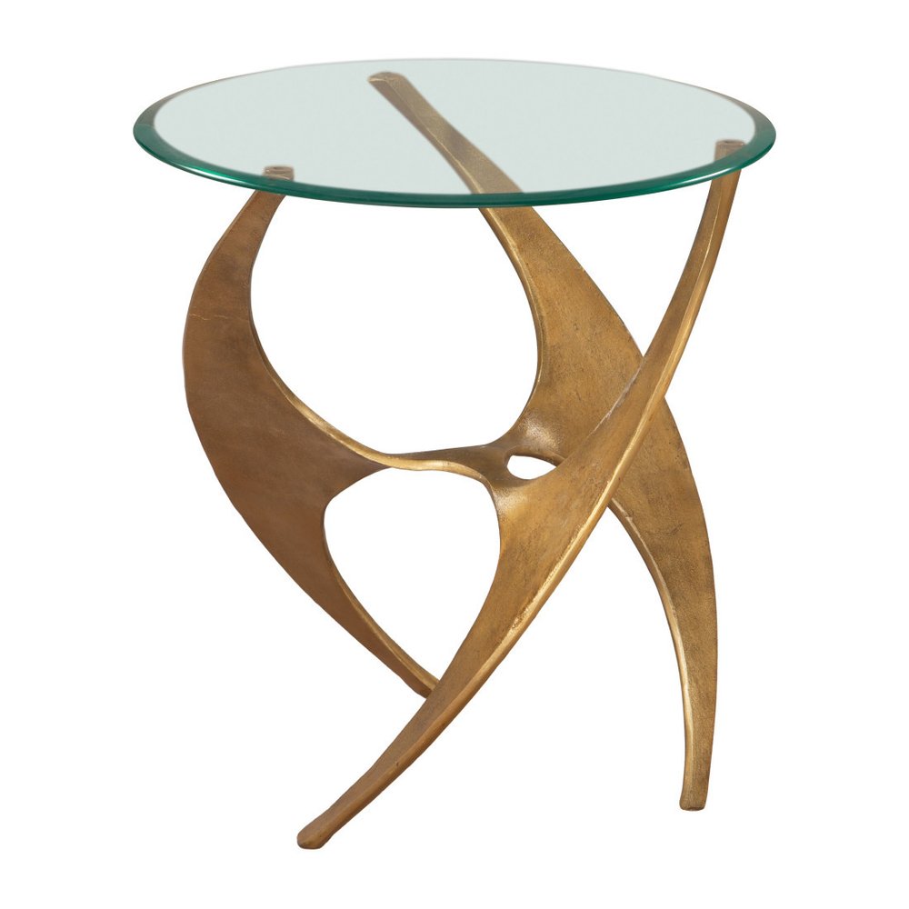 23" Gold Metal Abstract End Table