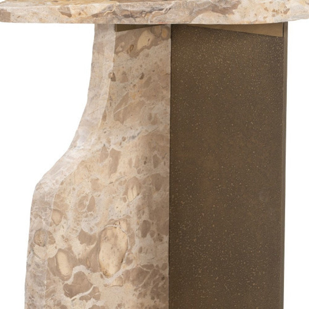 24" Natural Marble Pedestal End Table